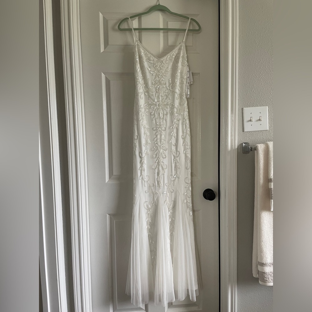 Elegant Soft White Beaded Gown